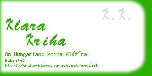 klara kriha business card